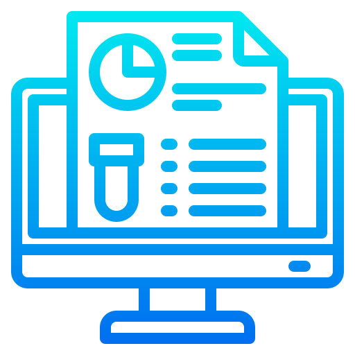 icon of a computer with an analytical report on the screen